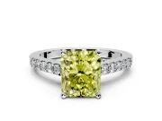 Solitaire Engagement Ring Setting for Fancy Yellow Radiant Cut Center with Crossover Accents and Prong Head in Platinum