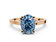 Solitaire Engagement Ring Setting for Fancy Blue Oval Center with Tapered Shoulders and Prong Head in Rose Gold