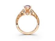 Solitaire Engagement Ring Setting for Fancy Pink Marquise Center with Filigree Accent Basket and Prong Head in Rose Gold