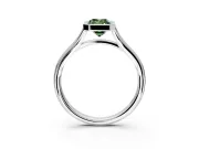 Solitaire Engagement Ring Setting for Fancy Green Emerald Cut Center with V Split Shank and Bezel Head in Platinum