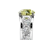 Solitaire Engagement Ring Setting for Fancy Yellow Round Cut Center with Graduated Shared Prongs and Prong Head in White Gold