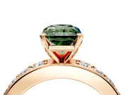 Solitaire Engagement Ring Setting for Fancy Green Radiant Cut Center with Channel-Set Accents and Prong Head in Rose Gold