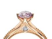 Solitaire Engagement Ring Setting for Fancy Pink Marquise Center with Milgrain Cathedral Band and Prong Head in Rose Gold