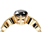 Leaf Engagement Ring Setting for Fancy Black Marquise Center with Milgrain Accent Band and Prong Head in Yellow Gold