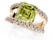 Solitaire Engagement Ring Setting for Fancy Yellow Asscher Cut Center with Wide-Open Split Shank and Prong Head in Rose Gold