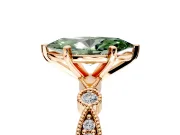 Solitaire Engagement Ring Setting for Fancy Green Marquise Center with Milgrain Bezel Accents and Prong Head in Rose Gold