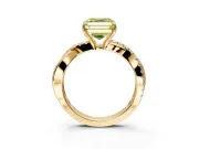 Crossover Engagement Ring Setting for Fancy Yellow Asscher Cut Center with Pave and Plain Strands and Prong Head in Yellow Gold