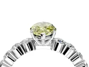 Shared-Prong Engagement Ring Setting for Fancy Yellow Marquise Center with Graduated Accents and Prong Head in Platinum