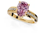Solitaire Engagement Ring Setting for Fancy Pink Pear-Shaped Center with Raised Channel Band and Prong Head in Yellow Gold