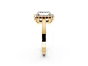 Starburst Halo Engagement Ring Setting for Asscher Cut Center with Flat Cathedral Band and Prong Head in Yellow Gold