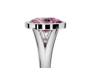 Solitaire Engagement Ring Setting for Fancy Pink Oval Center with V Split Shank and Bezel Head in Sterling Silver
