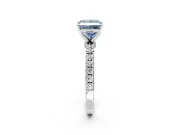 Open Basket Engagement Ring Setting for Fancy Blue Princess Cut Center with Pave Band and Prong Head in Sterling Silver