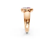 Solitaire Engagement Ring Setting for Fancy Pink Pear-Shaped Center with Wide Band and Bezel Head in Rose Gold
