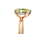 Hidden Halo Engagement Ring Setting for Fancy Yellow Pear-Shaped Center with Thin Rounded Band and Prong Head in Rose Gold