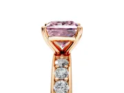 Solitaire Engagement Ring Setting for Fancy Pink Princess Cut Center with Channel-Set Accents and Prong Head in Rose Gold