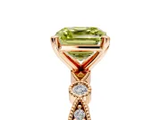 Solitaire Engagement Ring Setting for Fancy Yellow Asscher Cut Center with Milgrain Bezel Accents and Prong Head in Rose Gold