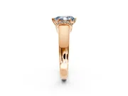Solitaire Engagement Ring Setting for Fancy Blue Pear-Shaped Center with Wide Band, Pave Collar and Prong Head in Rose Gold