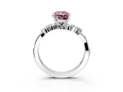 Solitaire Engagement Ring Setting for Fancy Pink Radiant Cut Center with Marquise Accent Twist Band and Prong Head in Platinum