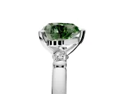 Solitaire Engagement Ring Setting for Fancy Green Heart-Shaped Center with Beaded Shoulders and Prong Head in Platinum