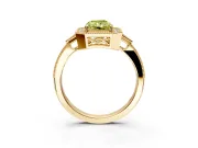 Halo Engagement Ring Setting for Fancy Yellow Radiant Cut Center with Milgrain Rim, Pave Band and Prong Head in Yellow Gold