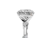 Solitaire Engagement Ring Setting for Radiant Cut Center with Bezel Station Band and Prong Head in Platinum