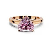 Solitaire Engagement Ring Setting for Fancy Pink Heart-Shaped Center with Basket Rail and Prong Head in Rose Gold