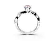 Crossover Engagement Ring Setting for Fancy Pink Pear-Shaped Center with Pave and Plain Strands and Prong Head in White Gold