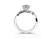 Solitaire Engagement Ring Setting for Round Cut Center with Marquise Accent Twist Band and Prong Head in Platinum