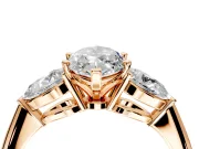 3 Stone Engagement Ring Setting for Marquise Center with Large Pear-Shaped Accents and Prong Head in Rose Gold