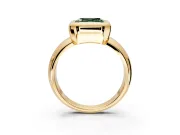 Solitaire Engagement Ring Setting for Fancy Green Asscher Cut Center with Wide Band and Bezel Head in Yellow Gold