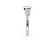 3 Stone Engagement Ring Setting for Fancy Yellow Princess Cut Center with Large Pear-Shaped Accents and Prong Head in White Gold