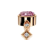 Milgrain Bezel Engagement Ring Setting for Fancy Pink Cushion Cut Center with Marquise Stations and Bezel Head in Rose Gold