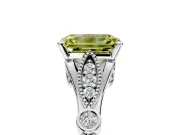 Solitaire Engagement Ring Setting for Fancy Yellow Emerald Cut Center with Marquise and Bezel Accents and Prong Head in White Gold