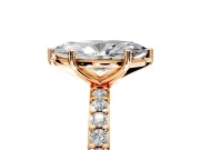Solitaire Engagement Ring Setting for Marquise Center with Round Cut Pave Band and Prong Head in Rose Gold