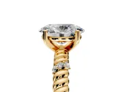 Rope Engagement Ring Setting for Oval Center with Accent Shoulders and Prong Head in Yellow Gold