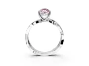 Solitaire Engagement Ring Setting for Fancy Pink Marquise Center with Pave and Plain Crossover Band and Prong Head in Sterling Silver