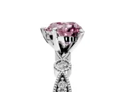 Solitaire Engagement Ring Setting for Fancy Pink Heart-Shaped Center with Milgrain Bezel Accents and Prong Head in White Gold