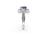 Solitaire Engagement Ring Setting for Fancy Blue Round Cut Center with Twisted Band and Scroll Prong Head in Platinum