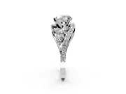 Halo Engagement Ring Setting for Heart-Shaped Center with Marquise and Pave Bypass Band and Prong Head in Sterling Silver