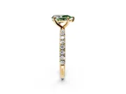 Solitaire Engagement Ring Setting for Fancy Green Pear-Shaped Center with Micro Pave Band and Prong Head in Yellow Gold