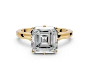 Solitaire Engagement Ring Setting for Asscher Cut Center with Plain Band and Tulip Prong Head in Yellow Gold