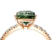 Solitaire Engagement Ring Setting for Fancy Green Princess Cut Center with Large Accent Band and Prong Head in Rose Gold