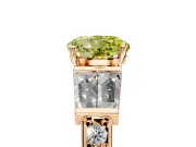 Channel-Set Engagement Ring Setting for Fancy Yellow Round Cut Center with Baguette Band and Prong Head in Rose Gold