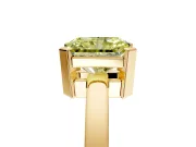 Solitaire Engagement Ring Setting for Fancy Yellow Radiant Cut Center with Plain Band and Flat Tab Prong Head in Yellow Gold