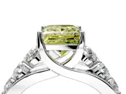 Solitaire Engagement Ring Setting for Fancy Yellow Princess Cut Center with Graduated Shared Prongs and Prong Head in Sterling Silver