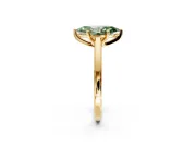 Solitaire Engagement Ring Setting for Fancy Green Marquise Center with Flat-Sided Plain Band and Prong Head in Yellow Gold