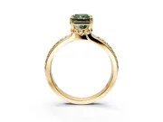 Solitaire Engagement Ring Setting for Fancy Green Radiant Cut Center with Raised Channel Band and Prong Head in Yellow Gold