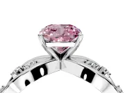 Solitaire Engagement Ring Setting for Fancy Pink Cushion Cut Center with Criss-Cross Accent Band and Prong Head in White Gold