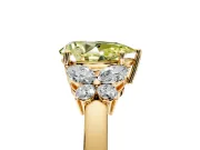 Solitaire Engagement Ring Setting for Fancy Yellow Pear-Shaped Center with Marquise Flower Shoulders and Prong Head in Yellow Gold