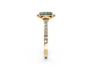 Floral Engagement Ring Setting for Fancy Green Radiant Cut Center with Pave Band and Floral Prong Head in Yellow Gold